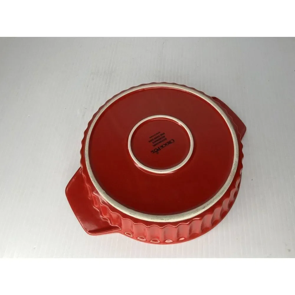 Red Crockpot Stoneware Round Baking Dish 10